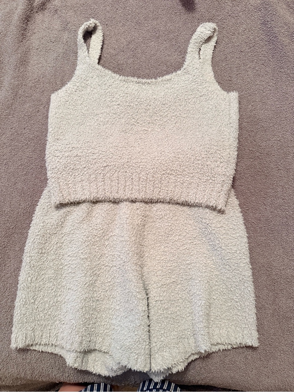 SKIMS light blue cozy tank/shorts set